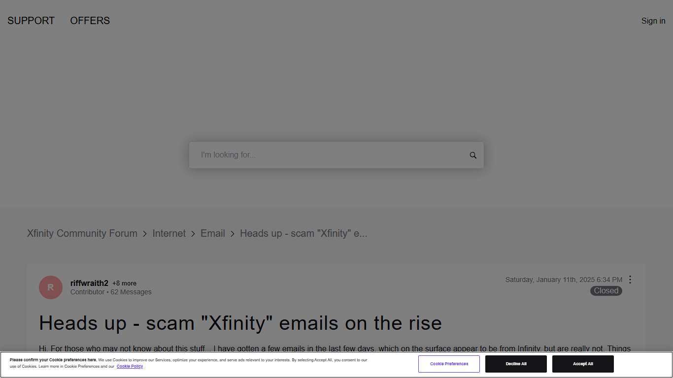 ‎Heads up - scam "Xfinity" emails on the rise Xfinity Community Forum